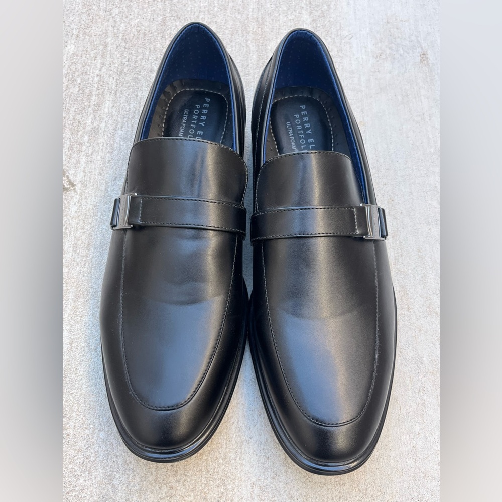 Perry Ellis Portfolio Ultrafoam Roland RB Black Slip On Dress Shoes Mens Size 12